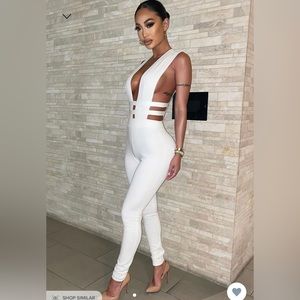 White jumpsuit with zipper